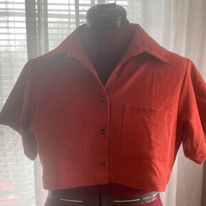 Cropped Button-Front Women’s Top in Orange